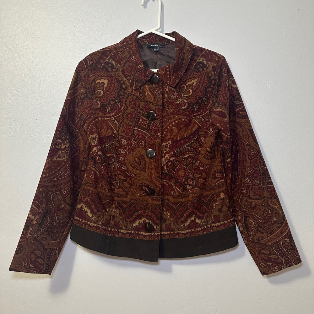 Elementz Paisley Maroon and Brown Blazer